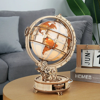 Luminous Wooden Globe Light Night 3D Puzzle