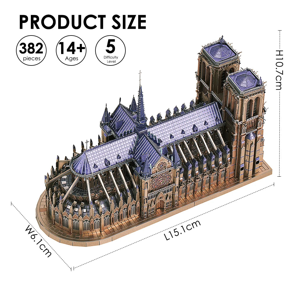 3D Metal Puzzles Notre Dame Cathedral Paris DIY Model Building Kits