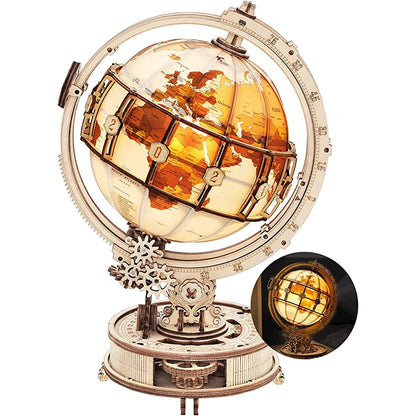 Luminous Wooden Globe Light Night 3D Puzzle